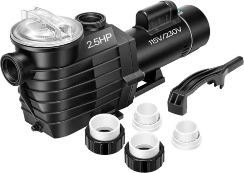 Miniatura 11 de VIVOHOME Potente motor de cobre de 1.5 HP 6500 GPH Bomba de piscina de doble voltaje autorecortable en/sobre el suelo con unión de 1.25 pulgadas