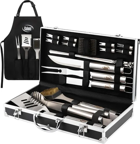 Miniatura 11 de Kaluns Accesorios para Barbacoa, Regalos para Papá para Navidad, Regalos para Barbacoa, Juego de Herramientas para Barbacoa de Acero Inoxidable