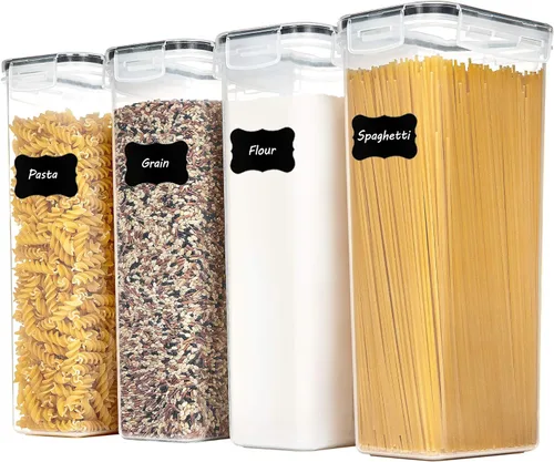 Vtopmart Contenedores herméticos para almacenamiento de alimentos con tapas, 4 recipientes de pasta de 2.8 L para organización y almacenamiento de