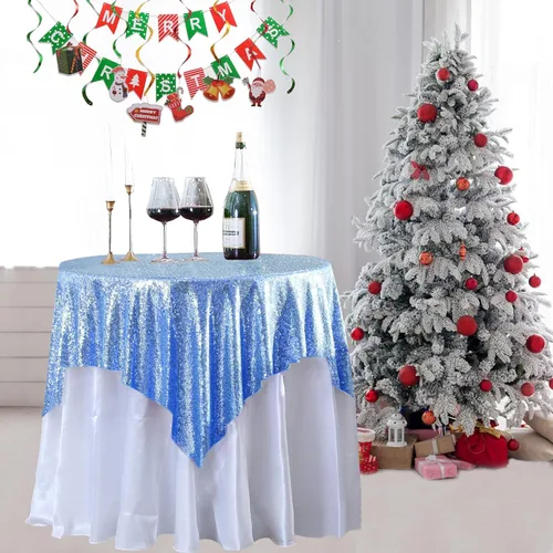 Miniatura 98 de Manteles redondos de lentejuelas negros para fiestas, de 121,9 cm, mantel redondo de purpurina ajustado, pequeño, lindo y dulce, para boda