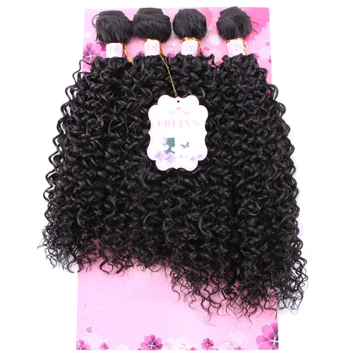Miniatura 9 de FRELYN Rizado pelo rizado paquetes de armadura de pelo sintético paquetes 18 18 20 20 pulgadas 4 piezas/paquete color negro tejido rápido coser