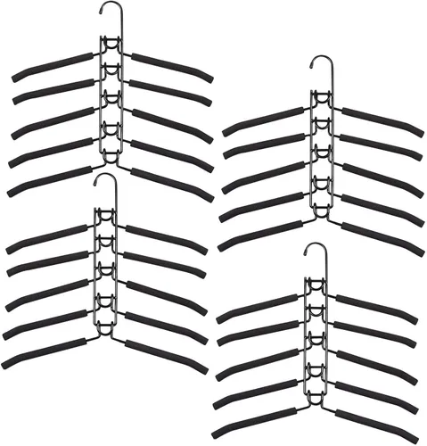 Miniatura 7 de Perchas de ropa que ahorran espacio: 2 paquetes 5 en 1 perchas multicapa antideslizantes de espuma acolchada resistente gruesa percha organizadores