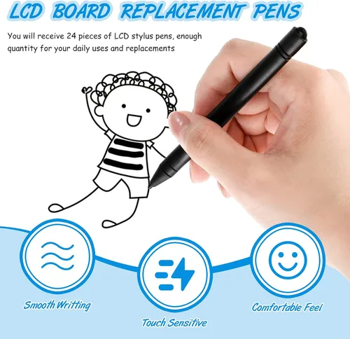 Miniatura 3 de 24 bolígrafos de repuesto para lápiz capacitivo LCD, para tableta de escritura LCD, bloc de dibujo, tablones de mensajes para niños y adultos