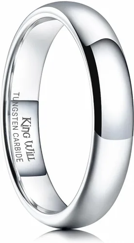 Miniatura 105 de King Will Alianza de boda de carburo de tungsteno para hombres y mujeres, anillos de promesa para parejas abovedados de alto pulido