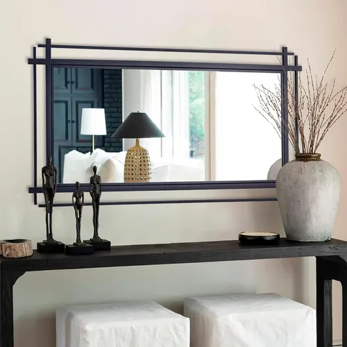 Miniatura 11 de Espejo de baño negro con marco de metal, espejos grandes de sala de estar de 36 x 24 pulgadas para decoración, espejo decorativo moderno