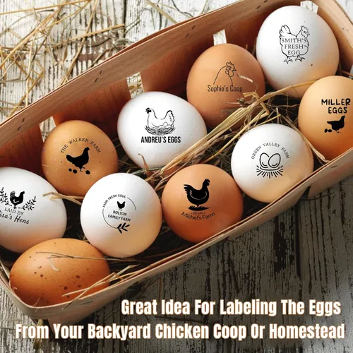 Miniatura 4 de Sellos de huevos para huevos frescos, sello personalizado de huevo de pollo con diseños únicos, marcado de huevos personalizados para regalos