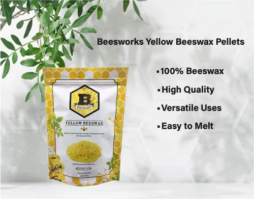Miniatura 2 de Beesworks, gránulos de cera de abeja amarillos (2 libras).