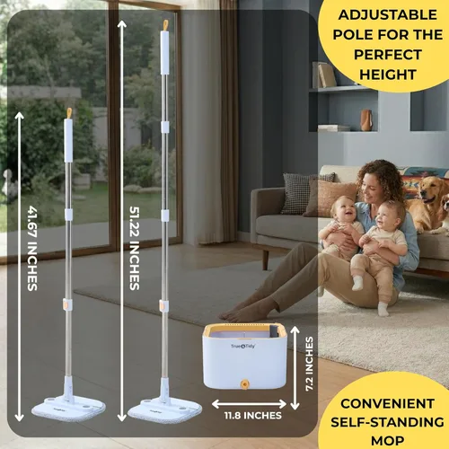 Miniatura 2 de True & Tidy TrueClean - Trapeador giratorio 2.0 con cubo interior desmontable, autoportante, separa el agua limpia y sucia, cabezal de trapeador