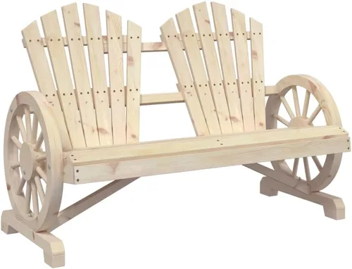 Miniatura 2 de Garden Adirondack Chair, 2-Seater Solid Fir Wood, Natural Brown Finish, Ergonomic Outdoor Patio Seating, Balcony Furniture