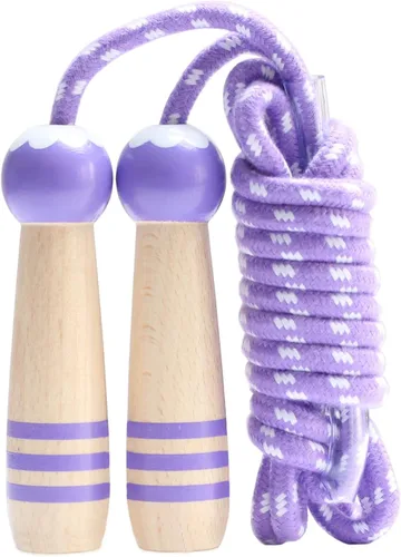 Miniatura 11 de Cuerda de Saltar para Niños, Cuerda de Saltar Ajustable de 7 Pies de Algodón con Mango de Madera para Niños y Niñas, Ejercicio al Aire Libre
