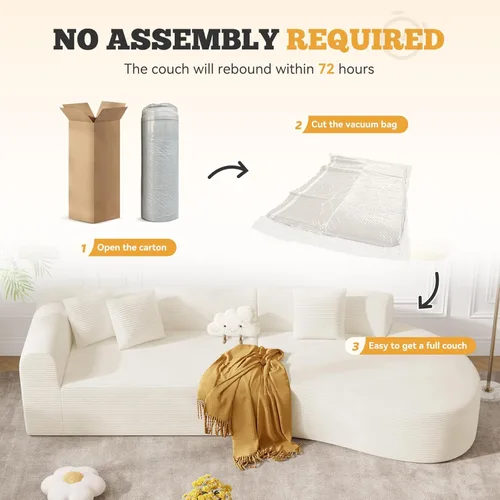 Miniatura 5 de Sofá modular modular de 126 pulgadas, moderno sofá curvado de nube con asiento profundo, sofás tapizados de gran tamaño para sala de estar, no Beige