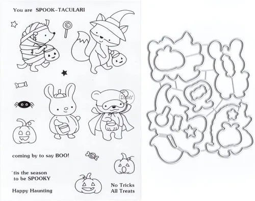 Miniatura 17 de DzIxY Juego de sellos transparentes de animales de árbol de Navidad y troqueles de corte de metal para hacer tarjetas, álbumes de recortes