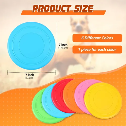 Miniatura 2 de Syhood 6 discos voladores para perros de goma suave para entrenamiento de perros, discos voladores para jugar al aire libre, para jardín