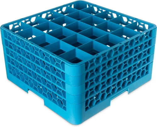 Miniatura 13 de Carlisle FoodService Products RG25-414 OptiClean - Estante de vidrio con 25 compartimentos con 4 extensores, compartimentos de 3-1/2 pulgadas, azul