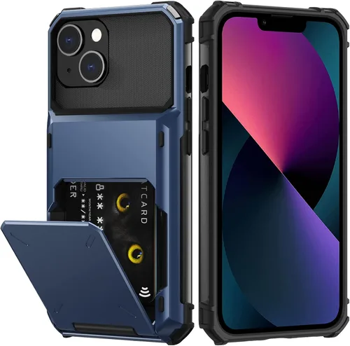 Miniatura 13 de Nvollnoe Funda para iPhone 13 con Portarjetas [Almacena 5 Tarjetas] Funda Cartera de Doble Capa Resistente de Servicio Pesado a Prueba de Golpes