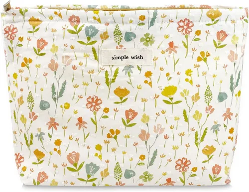 Miniatura 10 de Bolsa de maquillaje estética grande, bolsas de cosméticos florales para mujeres y niñas, organizador de maquillaje de lona con cremallera, bolsa