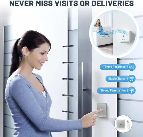 Miniatura 2 de Extensor de timbre inalámbrico con receptor para timbre con cable existente, convertir timbre con cable en timbre de puerta inalámbrico, rango