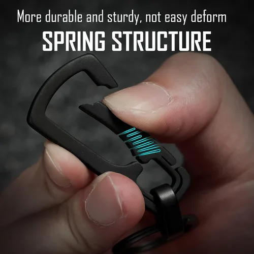Miniatura 5 de KeyUnity KM04 Clip de llavero de mosquetón de titanio y llavero giratorio KA15BK de doble extremo