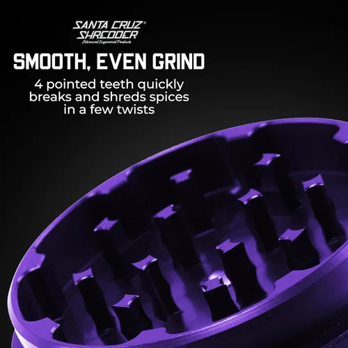 Miniatura 3 de Santa Cruz Shredder Molinillo de hierbas de metal con parte superior moleteada para un agarre más fuerte, 3 piezas, grande de 2.7 pulgadas (morado)