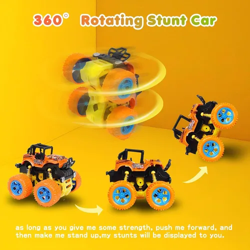 Miniatura 2 de Camión monstruo para niños de 3, 4, 5, 6, 7 años, paquete de 4 juguetes de automóvil impulsados por fricción Push and Go, juego de vehículos