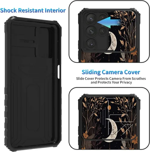 Miniatura 781 de Funda para Samsung Galaxy S22 Ultra 5G, Galaxy S22 Ultra con cubierta de cámara deslizante, funda resistente de doble capa con función atril Black