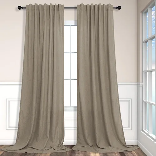 Miniatura 29 de Cortinas de lino azul de 84 pulgadas de largo para sala de estar; juego de 2 paneles con lengüeta trasera; cortinas con dobladillo para barra; Azul