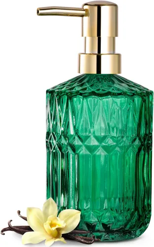 Miniatura 14 de EMPO Dispensador de jabón de vidrio transparente con bomba de plástico ABS, dispensadores de loción de cristal para fregadero de cocina, baño Negro