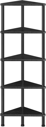 HOOBRO Estante esquinero, estantería industrial de esquina de pared de 5 niveles con marco de metal, estante de exhibición de plantas, estantería