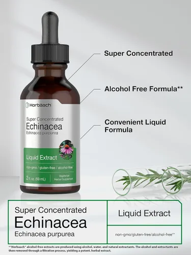 Miniatura 4 de Horbaach Echinacea Drops - Tintura de hierbas 2 onzas líquidas Extracto de raíz súper concentrado Líquido sin alcohol Suplemento