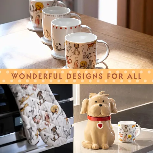 Miniatura 7 de SPOTTED DOG GIFT COMPANY Tazas para perros, juego de 4 tazas de café de 12 onzas, divertidas tazas de té de cerámica con temática de perros, aptas