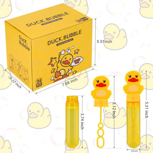 Miniatura 3 de Burbujas para niños, juguete de goma para fiestas, 24 varitas de burbujas para exteriores, regalo de fiesta de cumpleaños, juguete de baño, pato