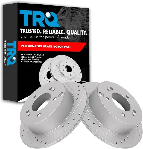 Miniatura 322 de TRQ Juego de rotores de freno de rendimiento trasero con revestimiento G premium compatible con Mazda 6 2014-2021