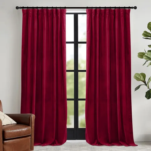 Miniatura 47 de RYB HOME Cortinas elegantes de terciopelo verde de 108 pulgadas de largo, bloqueo de luz, aislamiento térmico, elegantes cortinas de terciopelo