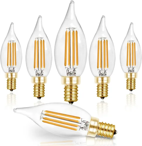 Miniatura 19 de Hizashi Bombillas LED de candelabro, E12, 40W regulables, CRI 90+, 4W, 450 lm, 5000K blanco diurno, bombillas de araña CA10, bombillas de vela