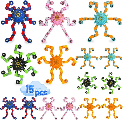 15 piezas de juguetes giratorios para ansiedad, regalos de fiesta, premios para niños, adultos, niños y niñas, robot transformable para aliviar el
