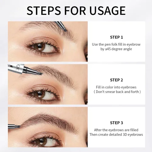 Miniatura 8 de Lápiz de cejas Microblading, lápiz líquido para cejas micro 4 puntas, lápiz de cejas de larga duración, resistente al agua y a las manchas, #01