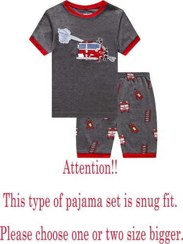 Miniatura 2 de Conjuntos de pijamas cortos de verano para niños grandes y pequeños, 100% algodón