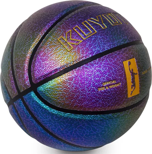 Miniatura 2 de KUYOTQ Kids Youth Women Basketball - Shiny Purple Leather Size 3/4/5/6 - 22/25.5/27.5/28.5" Dazzle Textured Basketball for Boys and Girls