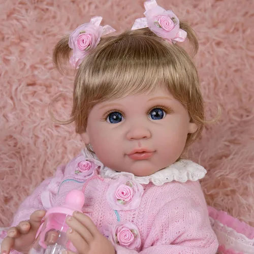 EKOKIZ - Muñeca de bebé realista de 22 pulgadas, muñeca recién nacida con cuerpo de tela suave, muñecas Reborn de bebés realistas, lindas niñas con