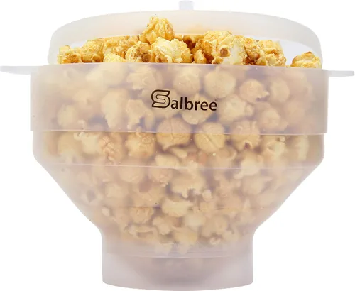 La máquina original Salbree plegable de silicona para hacer palomitas de maíz en el microondas, cuenco para microondas con capacidad de 16 tazas,