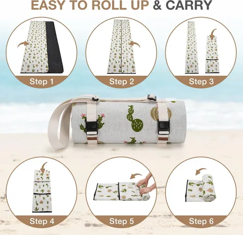Miniatura 7 de WILLOW WEAVE Mantas de picnic lavables Alfombra de playa sin arena impermeable Mantas de camping Mantas de emergencia Accesorios de cestas