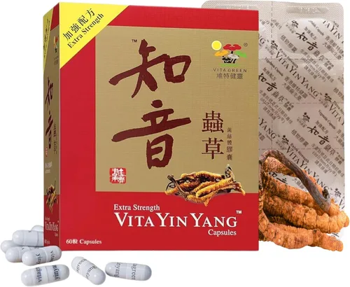Vita Green Yin Yang Cordyceps Suplemento herbario de micelio () - Apoya el bienestar respiratorio, la energía y la salud del hígado y los riñones -