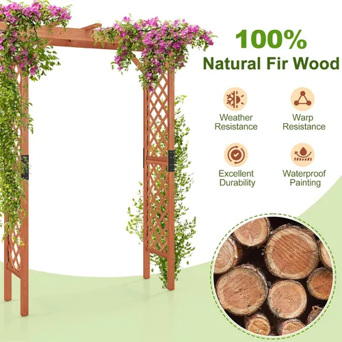 Miniatura 4 de Giantex Enrejado de madera para jardín de 7 pies, arco de boda para patio al aire libre, cumpleaños, fiesta nupcial, decoración de graduación