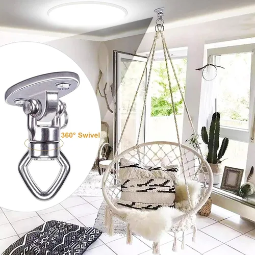 Miniatura 2 de BeneLabel Percha de Columpio con Rodamiento Giratorio de Capacidad de 800 Libras Soporte de Montaje en Techo de Acero Inoxidable Kit Colgante