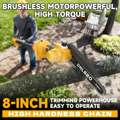 Miniatura 4 de Sierras de poste inalámbricas 2 en 1 para poda de árboles, mini motosierra de 1000 W sin escobillas de 8 pulgadas con baterías de 21 V 4.0 Ah