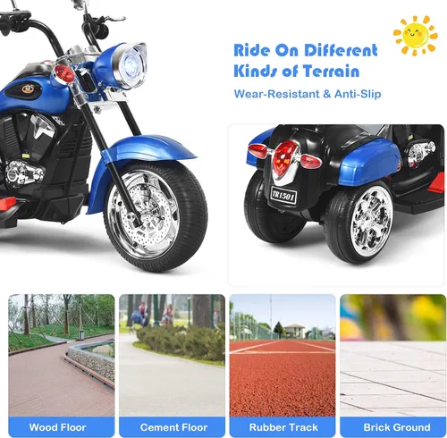 Miniatura 4 de HONEY JOY Motocicleta para niños, mini moto eléctrica de 3 ruedas con batería de 6 V, juguete de paseo con claxon y faro, pedal de pie, para niños