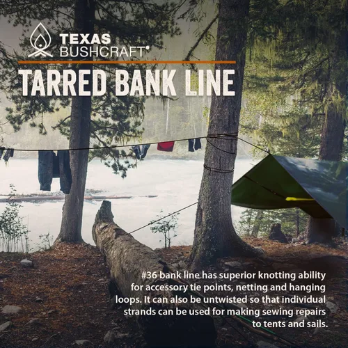 Miniatura 9 de Texas Bushcraft Tarred Bank Line Twine - #36 Cuerda de nailon negro para pesca, camping y supervivencia al aire libre – Cordón resistente
