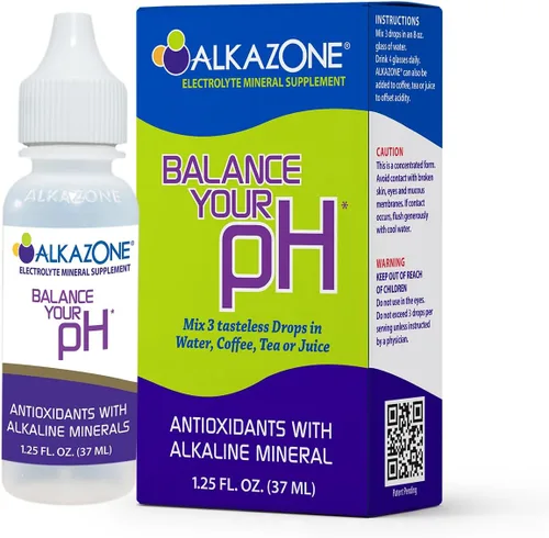 Alkazone Equilibra tu pH, gotas minerales alcalinas antioxidantes, paquete individual de 1.25 onzas, portátil, produce 10 galones de agua alcalina,