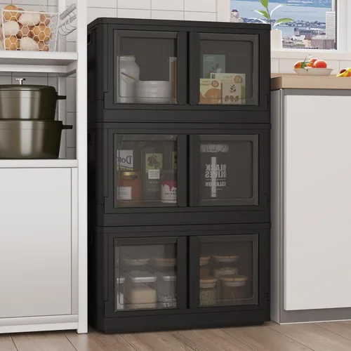 Miniatura 15 de FLEXIMOUNTS 75 QT Contenedores de almacenamiento apilables con tapas, contenedores de almacenamiento de plástico plegables, organizadores de armario