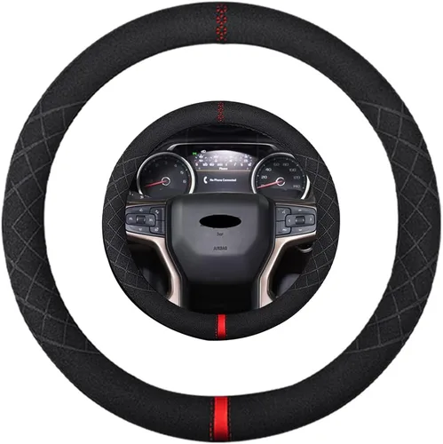 Miniatura 50 de Funda de volante de ante K LAKEY, compatible con Dodge Avenger Grand Caravan Challenger Charger, cubierta de volante deportiva antideslizante